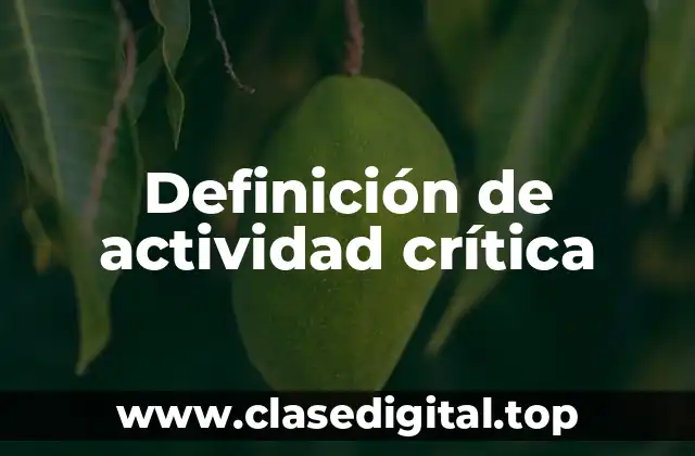 Definición de actividad crítica