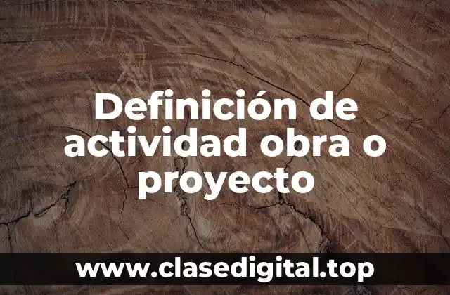 Definición de actividad obra o proyecto