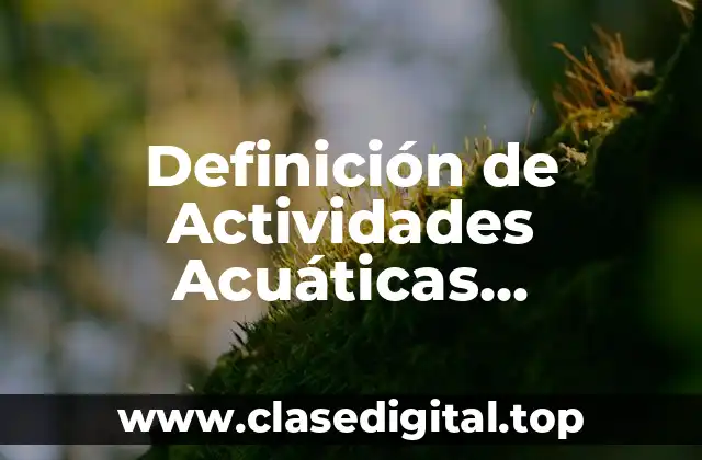 Definición de Actividades Acuáticas Recreativas