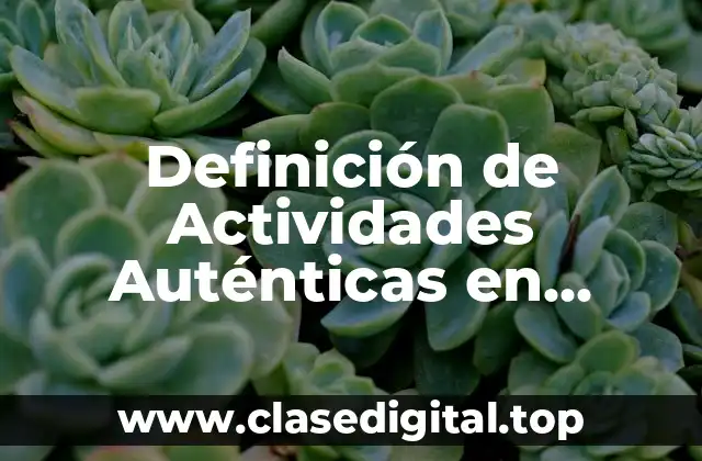 Definición de Actividades Auténticas en Primaria