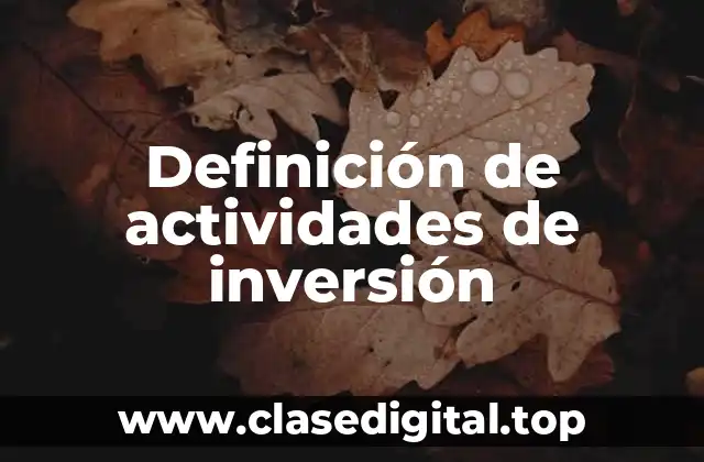 Definición técnica de actividades de inversión