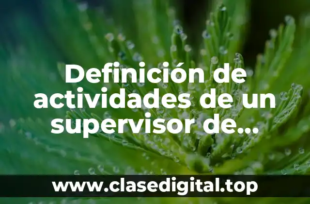 Definición de actividades de un supervisor de producción
