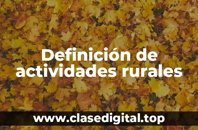 Definición de actividades rurales