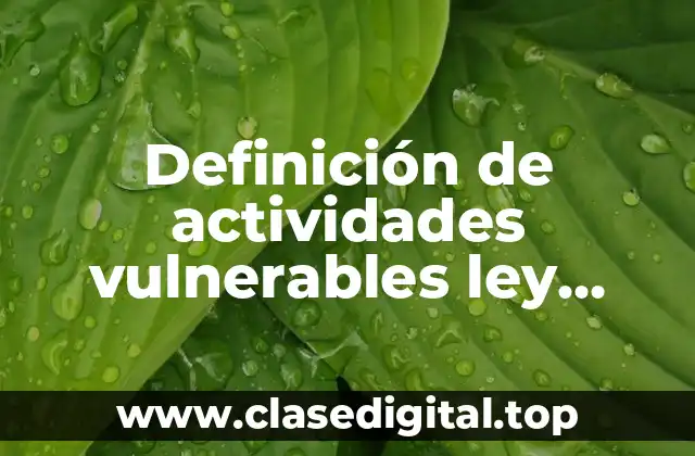 Definición de actividades vulnerables ley antilavado