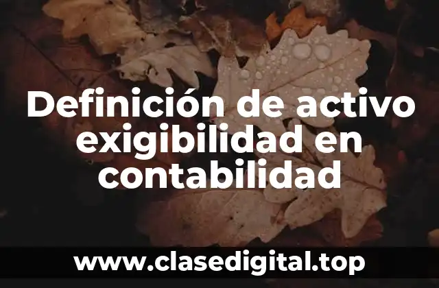 Definición de activo exigibilidad en contabilidad