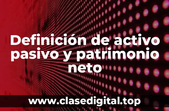 Definición técnica de activo, pasivo y patrimonio neto