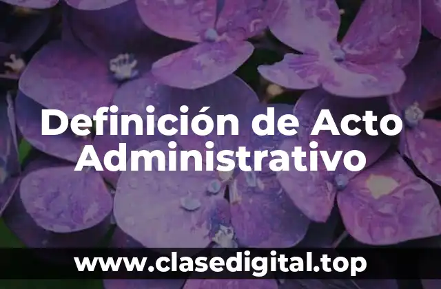 Definición de Acto Administrativo