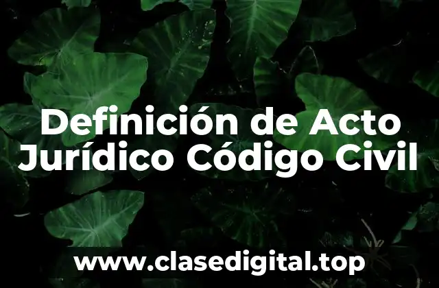 Definición de Acto Jurídico Código Civil