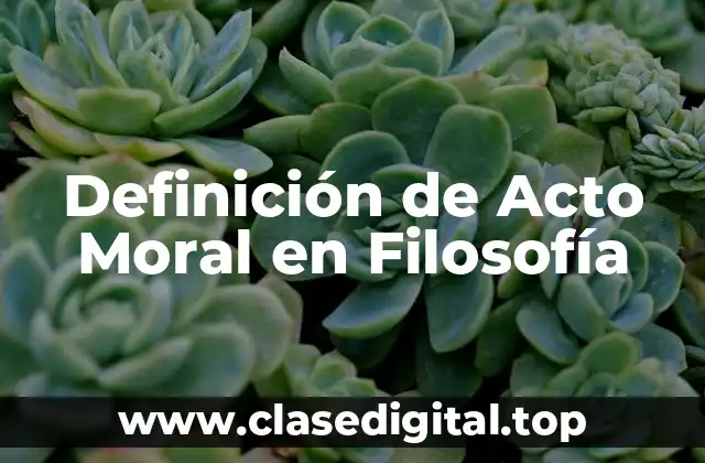 Definición de Acto Moral en Filosofía