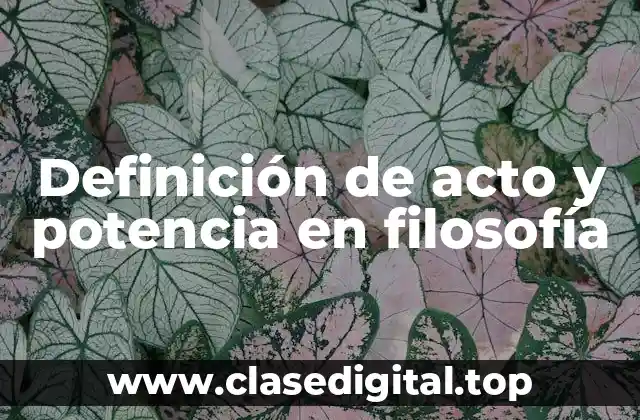 Definición de acto y potencia en filosofía