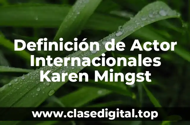 Definición de Actor Internacionales Karen Mingst