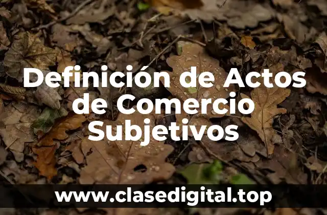 Definición de Actos de Comercio Subjetivos