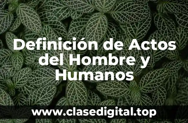 Definición de Actos del Hombre y Humanos