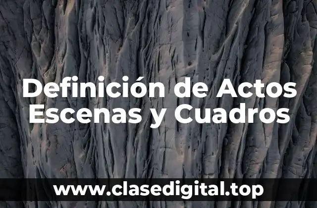 Definición de Actos Escenas y Cuadros