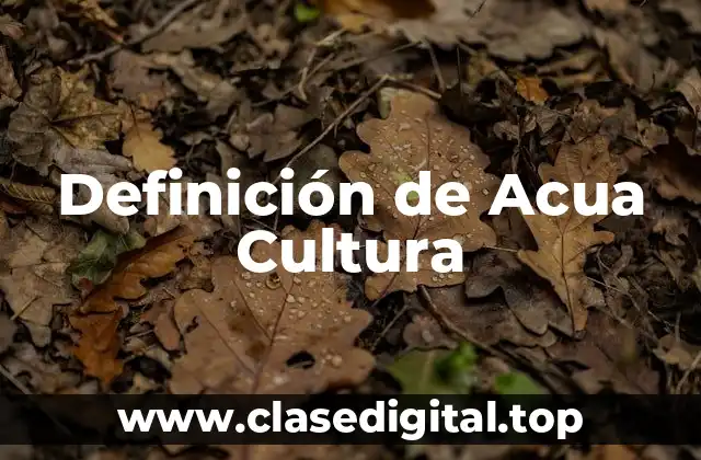 Definición de Acua Cultura
