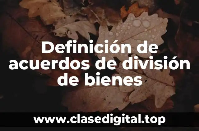 Definición de acuerdos de división de bienes