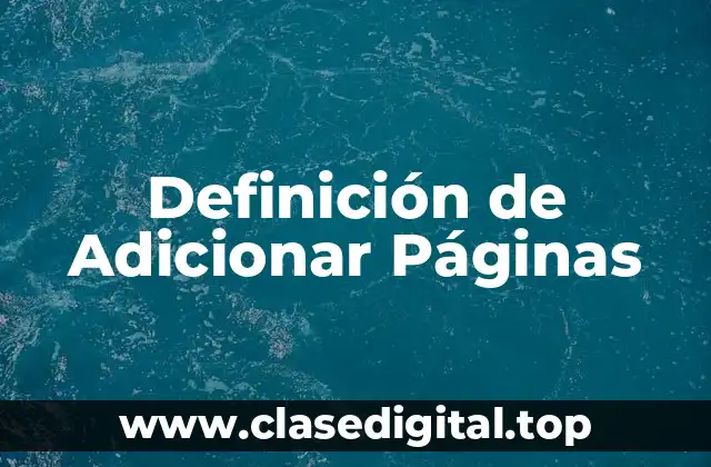 Definición de Adicionar Páginas