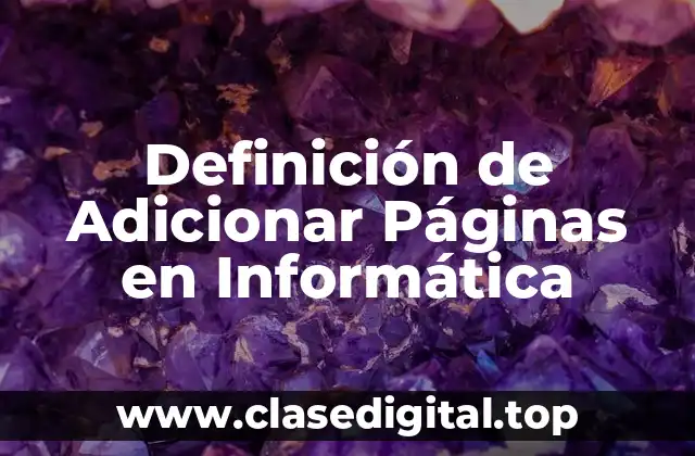 Definición de Adicionar Páginas en Informática