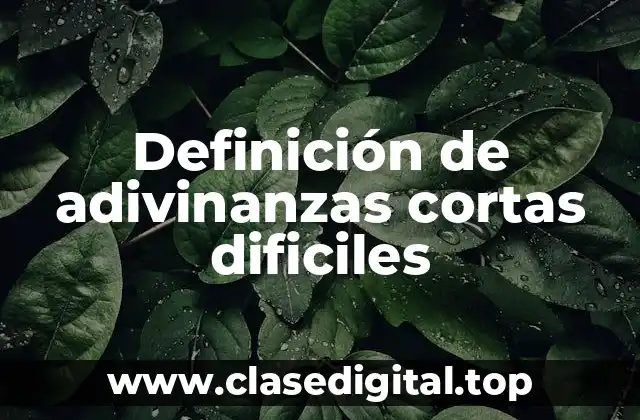 Definición de adivinanzas cortas dificiles