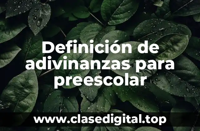 Definición de adivinanzas para preescolar