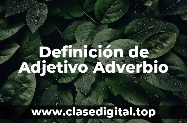Definición de Adjetivo Adverbio