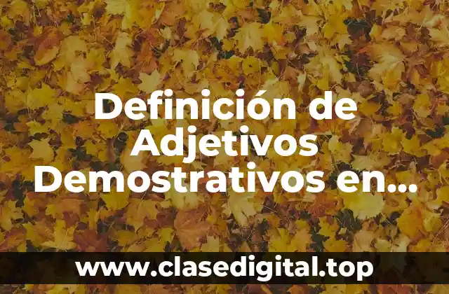 Definición de Adjetivos Demostrativos en Inglés