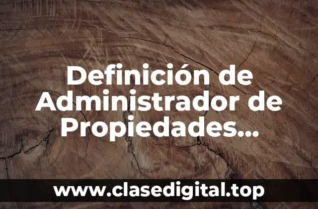 Definición de Administrador de Propiedades Informática