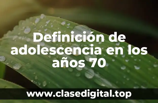 Definición de adolescencia en los años 70