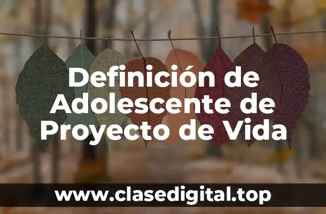 Definición de Adolescente de Proyecto de Vida