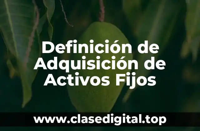 Definición Técnica de Adquisición de Activos Fijos