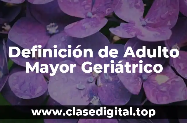 Definición de Adulto Mayor Geriátrico