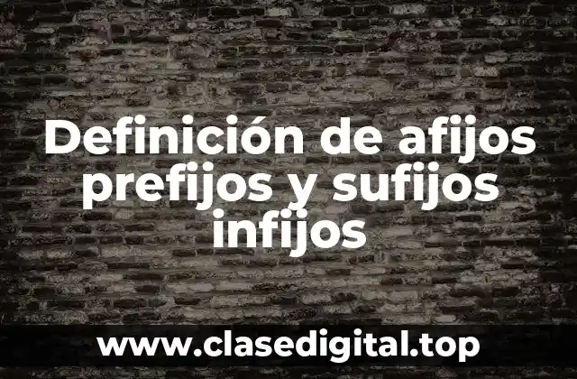 Definición de afijos prefijos y sufijos infijos