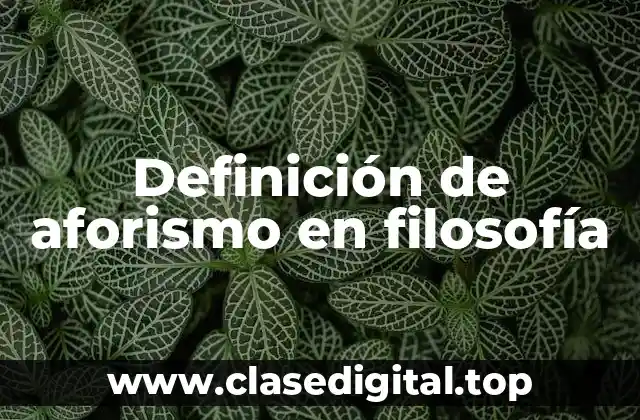 Definición de aforismo en filosofía