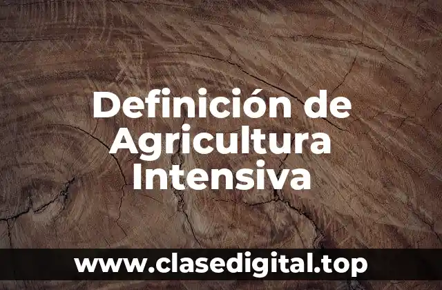 Definición técnica de agricultura intensiva
