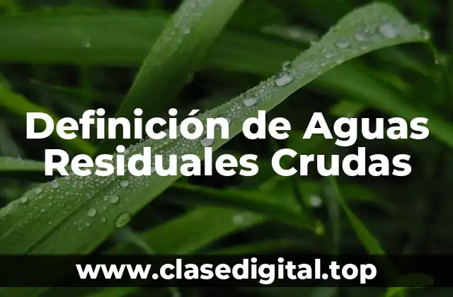Definición de Aguas Residuales Crudas
