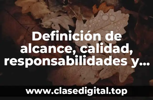 Definición de alcance, calidad, responsabilidades y secuencia de actividades