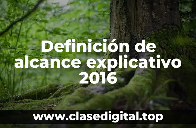 Definición de alcance explicativo 2016