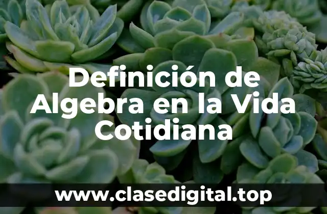 Definición de Algebra en la Vida Cotidiana