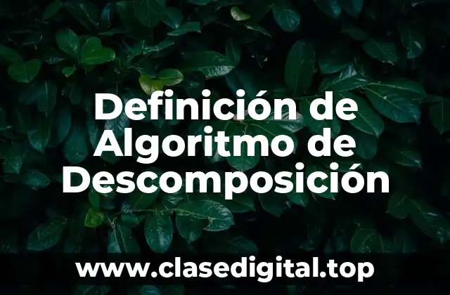 Definición de Algoritmo de Descomposición