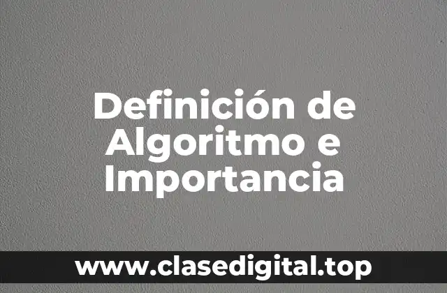Definición de Algoritmo e Importancia