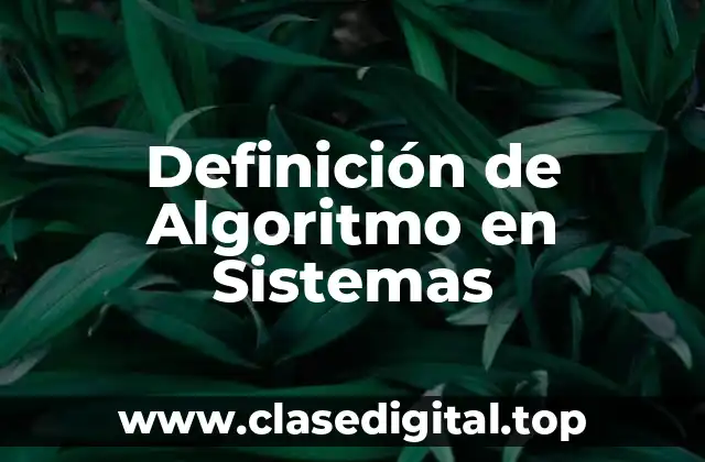 Definición de Algoritmo en Sistemas