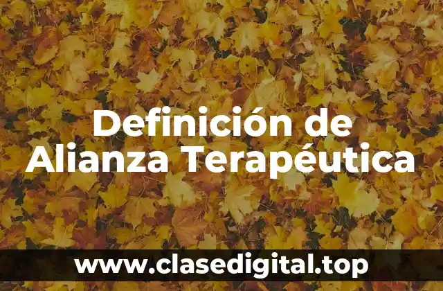 Definición de Alianza Terapéutica