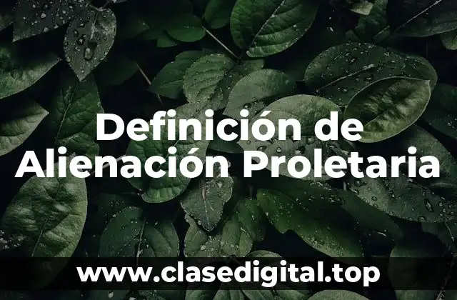 Definición de Alienación Proletaria