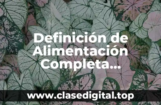 Definición de Alimentación Completa, Equilibrada, Variedad Suficiente e Inocua