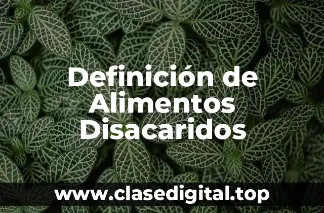 Definición de Alimentos Disacaridos
