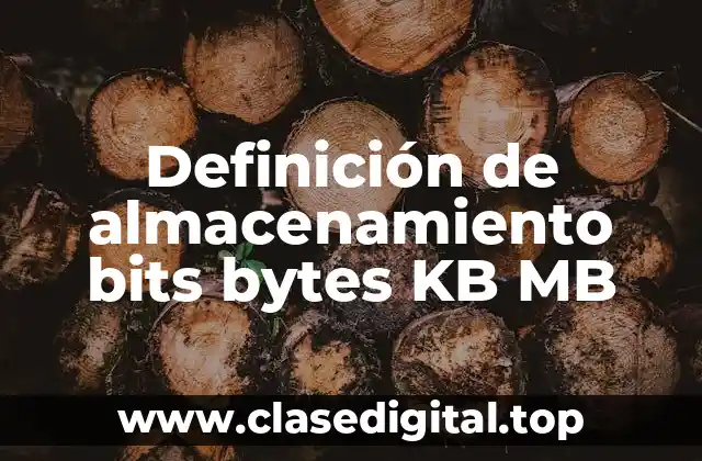 Definición de almacenamiento bits bytes KB MB