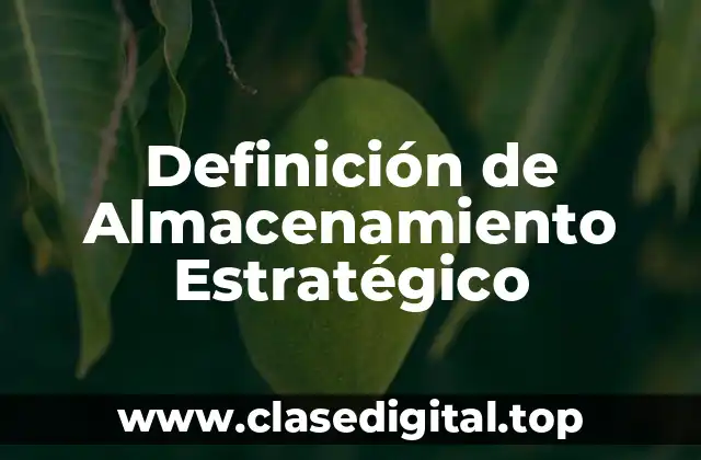 Definición de Almacenamiento Estratégico