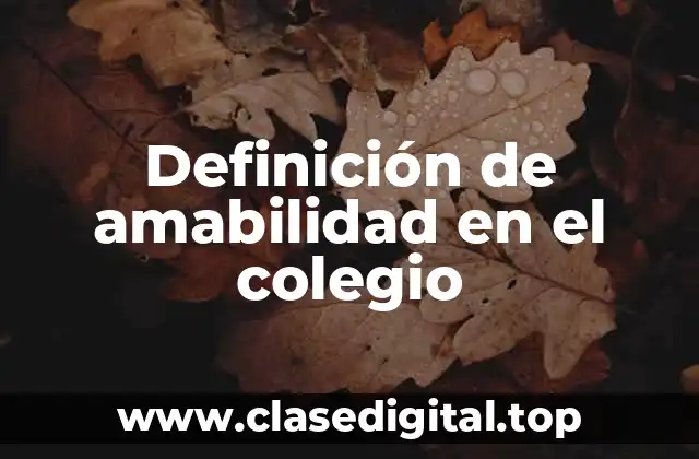 Definición de amabilidad en el colegio