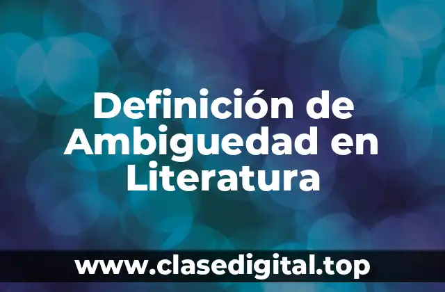 Definición de Ambiguedad en Literatura