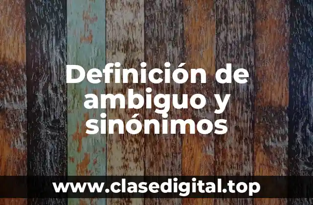 Definición de ambiguo y sinónimos